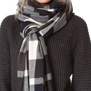 PLUSH plaid, navy, black & white blanket scarf